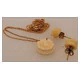 3 Piece Ivory Rose Set w/ 18" Gold Filled