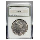 1887 Slab Morgan Dollar NGS MS65