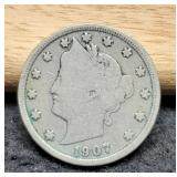 1907 V Nickel F15