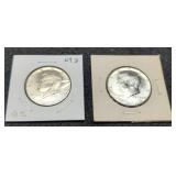 2- 1969-D 40% Silver Kennedy Half Dollars Unc.