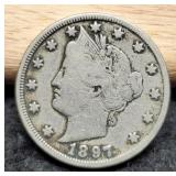 1897 V Nickel VF35