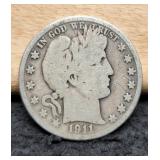 1911-D Barber Half Dollar