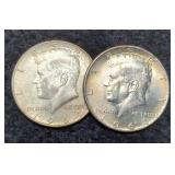 2- 1964 Kennedy Half Dollars