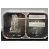 1 Troy Oz. Silver Bar "Republic Of Honduras 1974