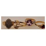 4 Costume Rings Size 6, 7, 8, 9