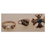 3 Costume Rings Size 6, 7, 7