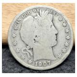 1907-S Barber Half Dollar
