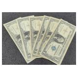 6- 1957 $1 Silver Certificate Notes
