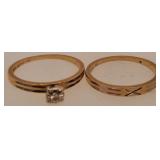 14 K Gold Wedding Ring Set Size 6, 3.2 Grams