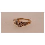 10 K Gold Ring Many Small Stones 3.9 Grams,
