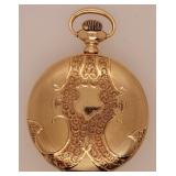 Elgin Size 6 14 K Gold Fancy Hunting Case,