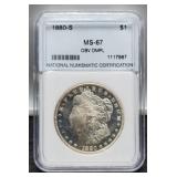 1880-S Slab Morgan Dollar NNC MS67 Obv.