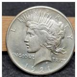 1921 Peace Dollar AU Key Date, Nice Coin