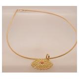 14 K Gold 14" Necklace & 14 K Gold Pendant,