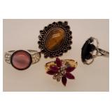 4 Costume Rings Size 6, 7, 7.5, 8