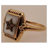 10 K Gold Eastern Star Ring Size 6, 2.4 Grams