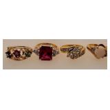 4 Costume Rings Size 6, 6, 7, 7