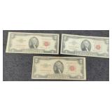3- $2 Red Seal Notes 2- 1953, 1963