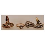 4 Costume Rings Size 5.5, 7, 7, 7.4