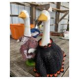 2 - Plastic Lawn Geese with Clothes