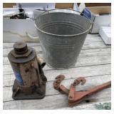 Galvanized Bucket, Jack and Binder