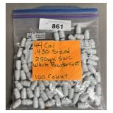 100ct .44 Cal 250 gr SWC White Coated Bullets