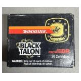 20 rnds Winchester Black Talon 9mm Ammo