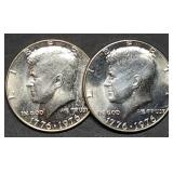 Pair of 1976 Bicentennial Kennedy Half Dollars BU