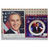 George W. Bush Picture & Barack Obama Plate