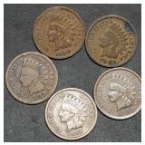 5 Nice Indian Head Cents
