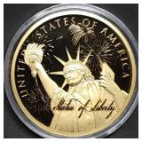 1oz 24k Gold over Copper Statue of Liberty Round