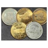 5 Vtg Madison County Bridge Festival Tokens