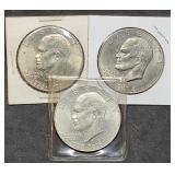3 Ike Dollars incl. 2 Bicentennial Dollars