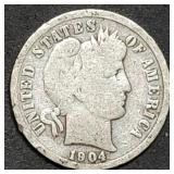 1904 Barber Silver Dime