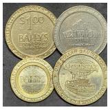 4 Vintage Casino Tokens