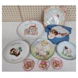 Vintage Kewpie Group Plates, Hat & Pins