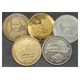 5 Vtg Madison County Bridge Festival Tokens