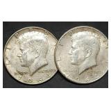 Pair of 1964 Kennedy Silver Half Dollars