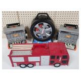 Hot Wheels Car Carry Cases & Fire Truck Playset