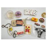 Cracker Jack, Tin Pins, Enco Gasoline, Mini Card