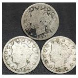 1887,1895 & 1897 Liberty V Nickels