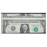 1988 A $1 FRN Off Center Miscut Bank Note