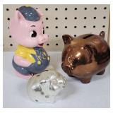 One Ceramic & 2 Metal Piggy Banks
