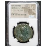 Ancient Roman Bronze Sestertius Coin NGC Fine