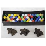 3 Cast Iron Dog Pencil Holder Paperweights +