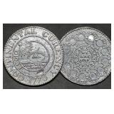 Pair of Replica Pewter Continental Dollar Coins