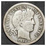 1912 Barber Silver Dime, Higher Grade