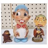 Antique Nodder, Squeak Toy & Puffy Smith Figure