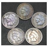 5 Nice Indian Head Cents