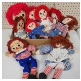 Big Group of Vintage Raggedy Ann & Andy Dolls